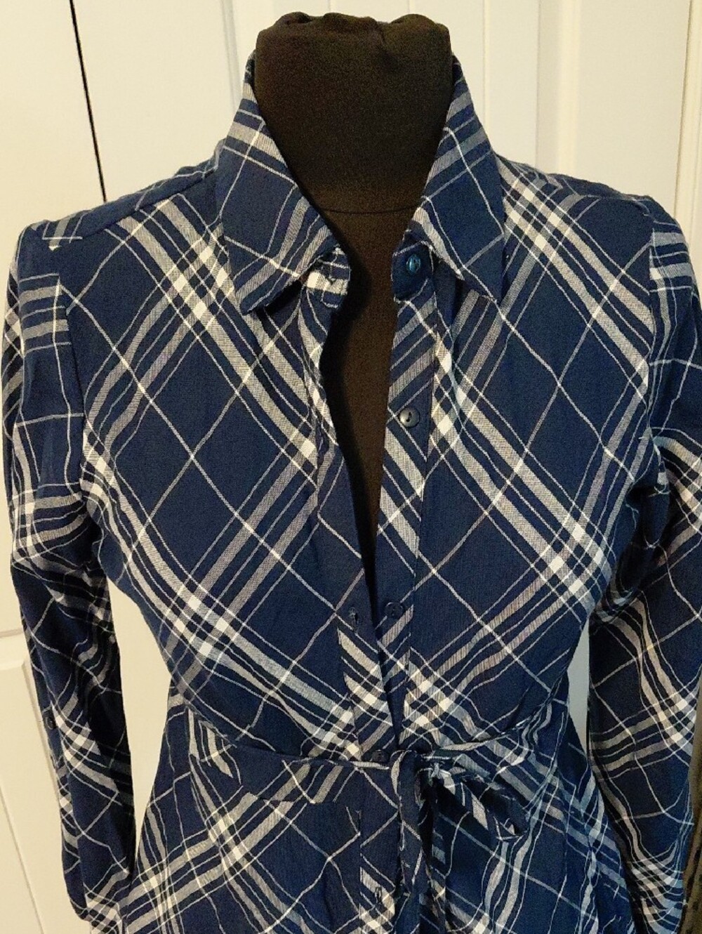 Love Notes Navy and White Plaid  Dress